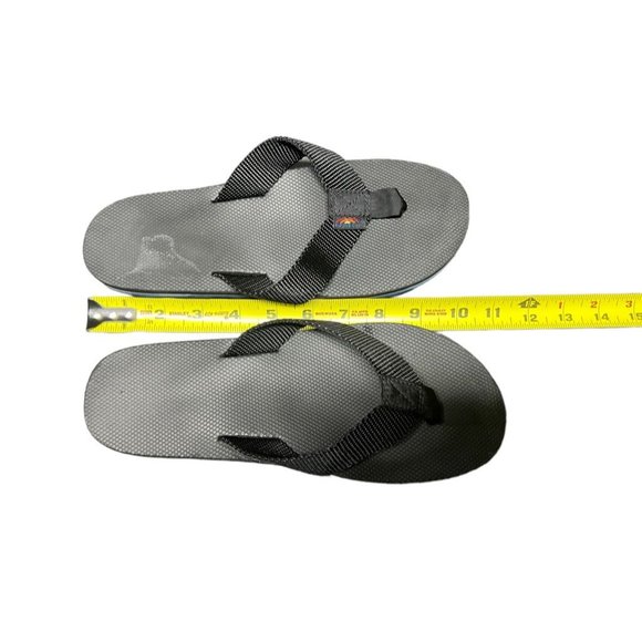 Rainbow Flip Flops Black Rubber Webbed Nylon Rainbow Arch Support Men Small - Picture 6 of 7